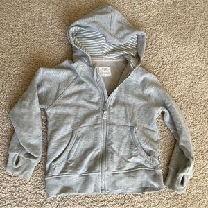 Little Sleepies Play Light Gray Zip Hoodie with Striped Hood 4T